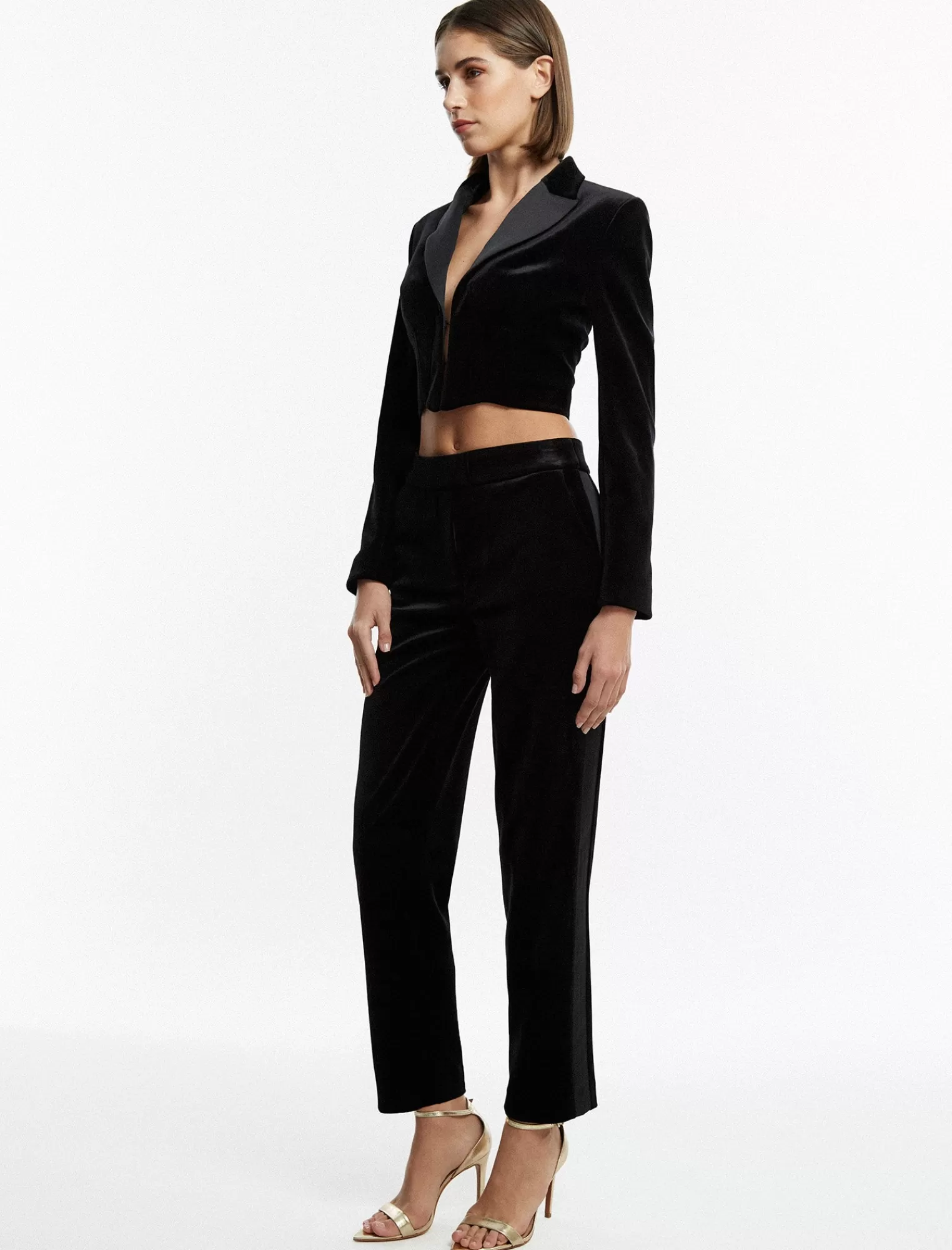 Shop BCBGMAXAZRIA Chaqueta De Esmoquin Con Corse De Terciopelo Maren Negro