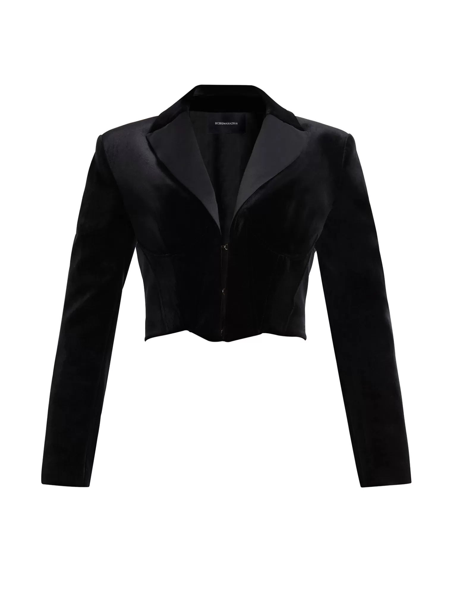 Shop BCBGMAXAZRIA Chaqueta De Esmoquin Con Corse De Terciopelo Maren Negro