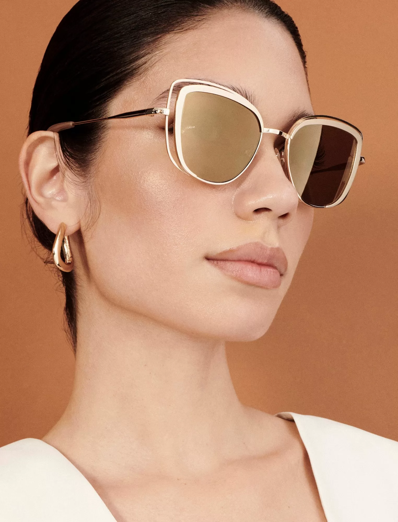 New BCBGMAXAZRIA Gafas De Sol Tipo Ojo De Gato Ventiladas Oro Claro Brillante/Oro Claro Satinado