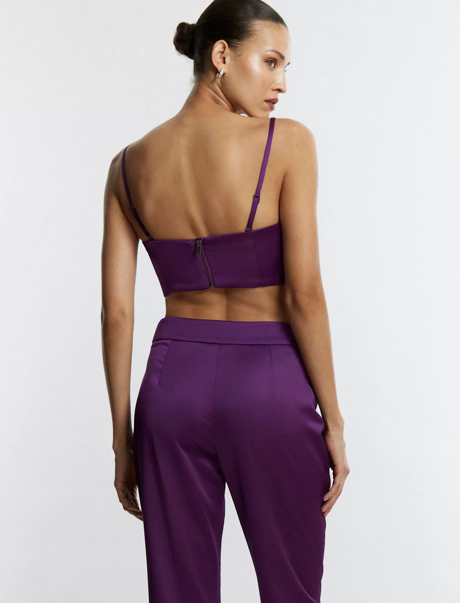 Fashion BCBGMAXAZRIA Top Corto Fruncido En Forma De Corazon Purpura