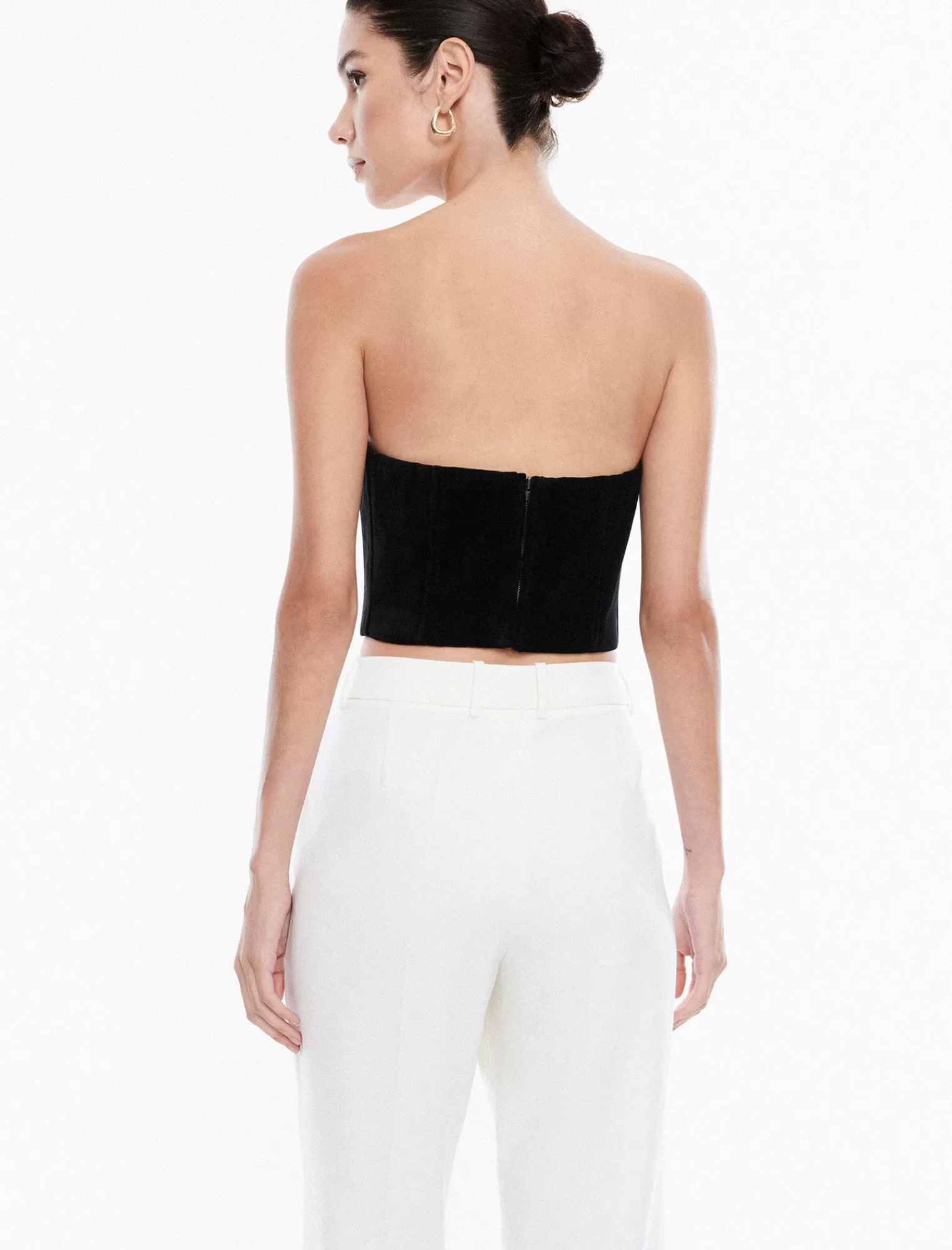 Best BCBGMAXAZRIA Top Tipo Corpino De Terciopelo Con Escote Corazon Negro