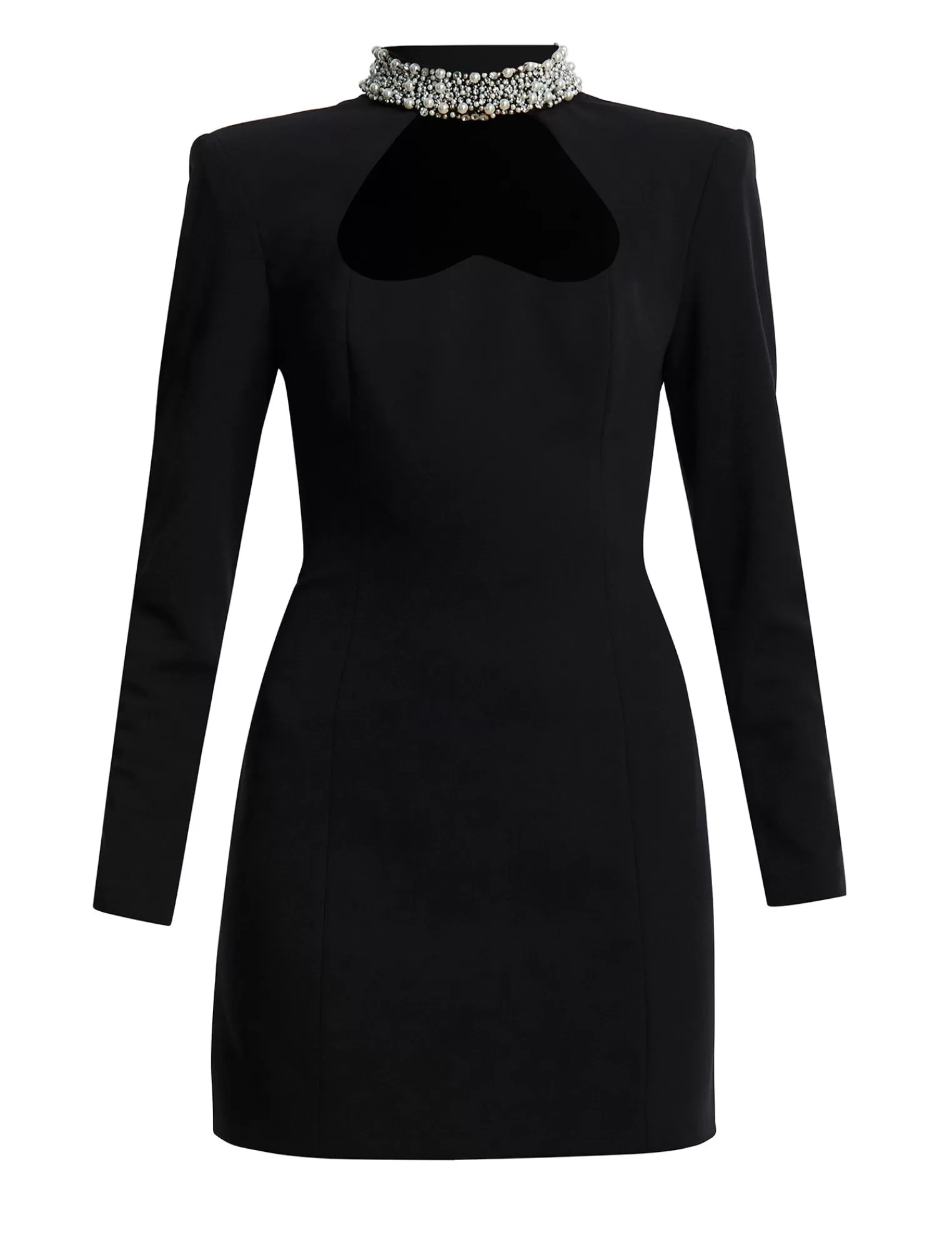 New BCBGMAXAZRIA Vestido Corto Cooper Con Cuello De Perlas Negro