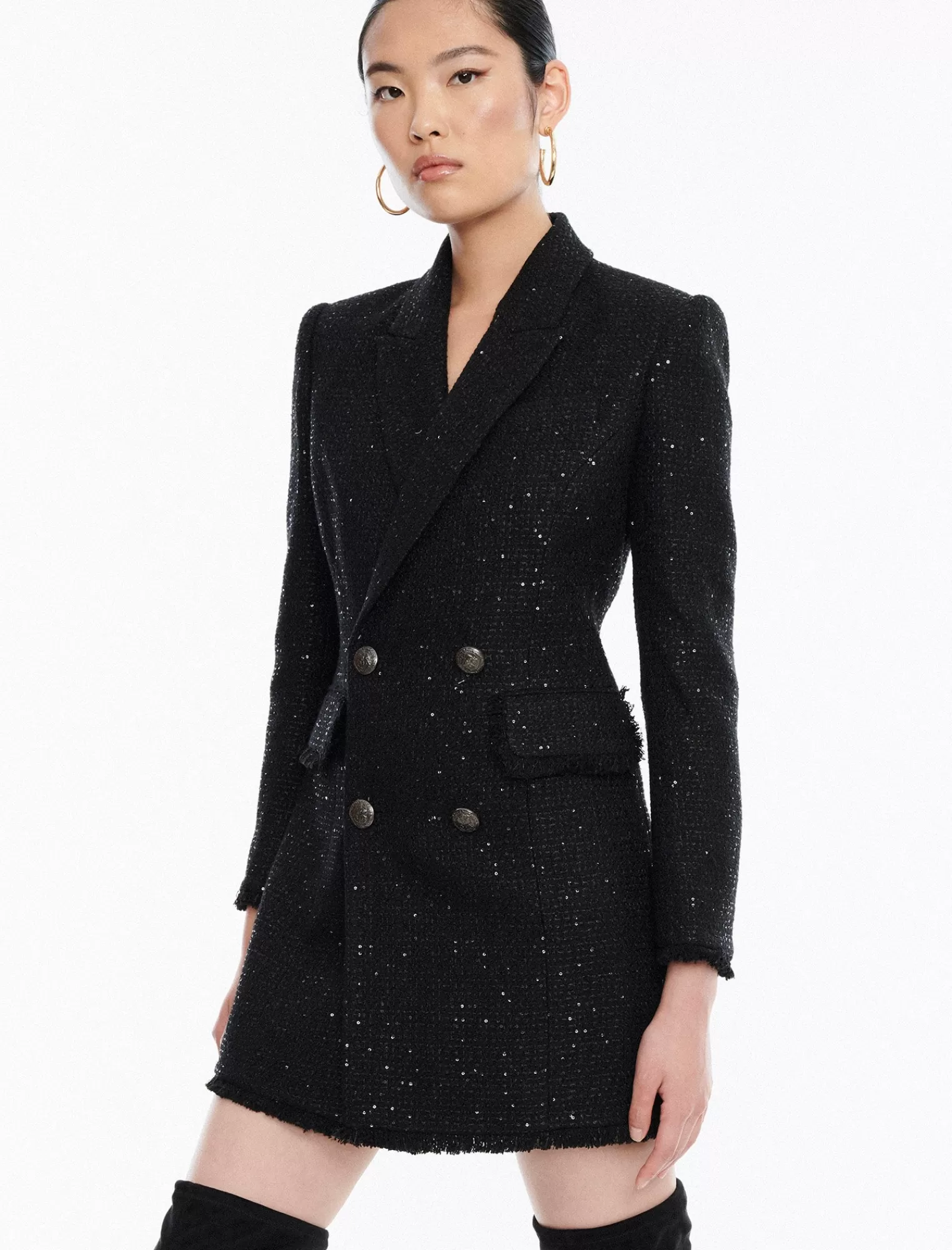 Store BCBGMAXAZRIA Vestido Tipo Blazer Eddie De Tweed Negro